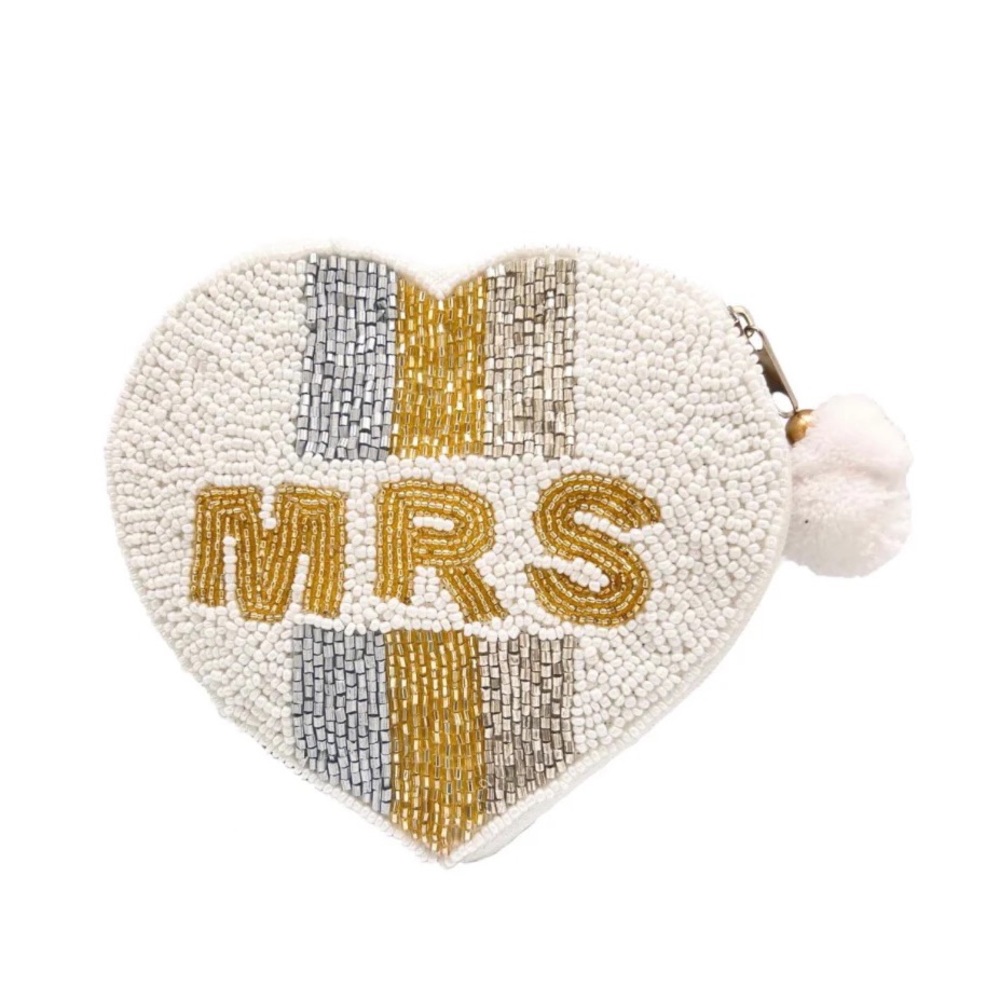 Mrs Heart Shaped Pom Pouch